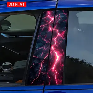 2 Sets Lava Crack Pattern Car B Pillar Stickers, PVC HD Print Self-Adhesive Decorative Stickers, Waterproof Scratch-Resistant Exterior Accessories