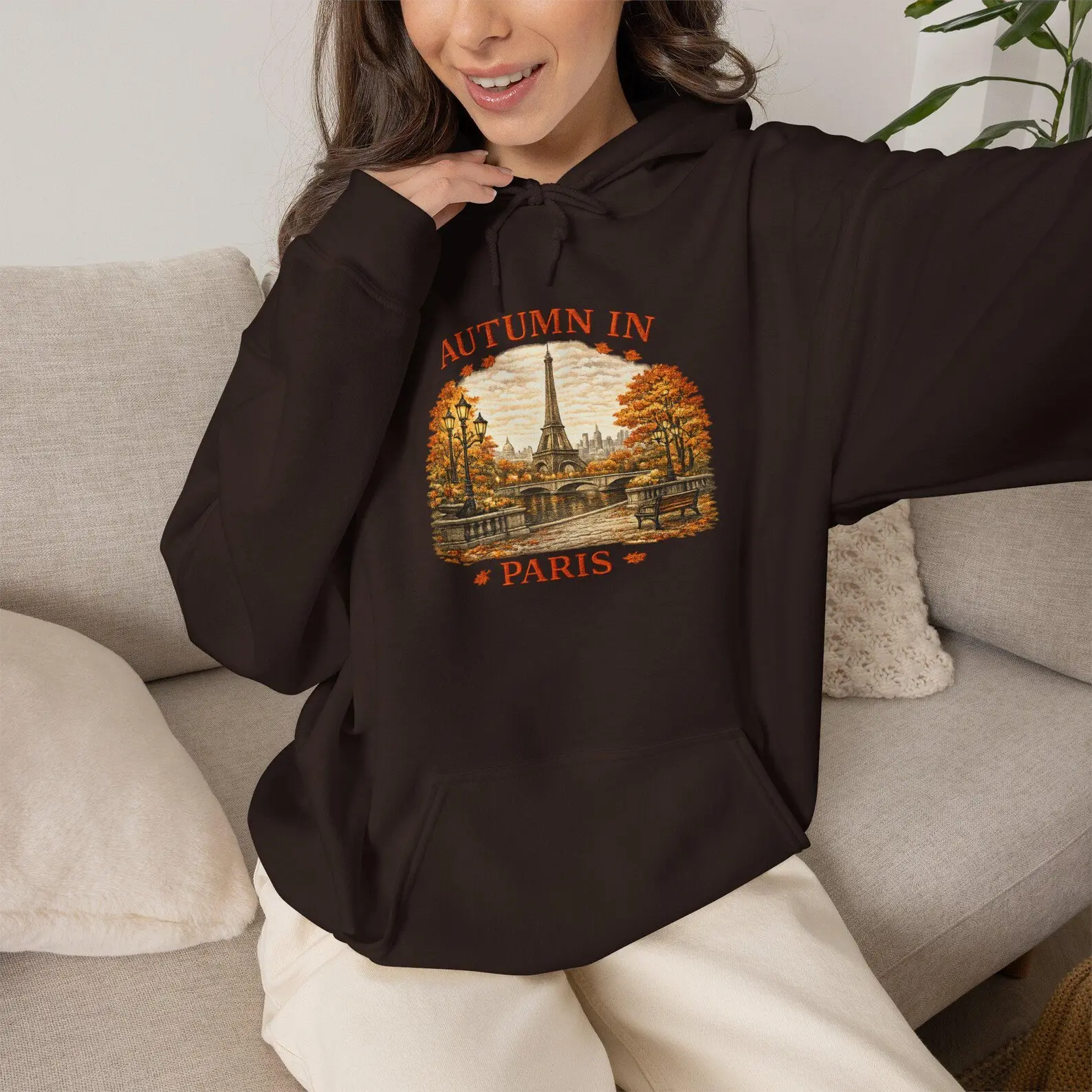 Autumn in Paris Hoodie | Eiffel Tower Fall Scene Sweatshirt
