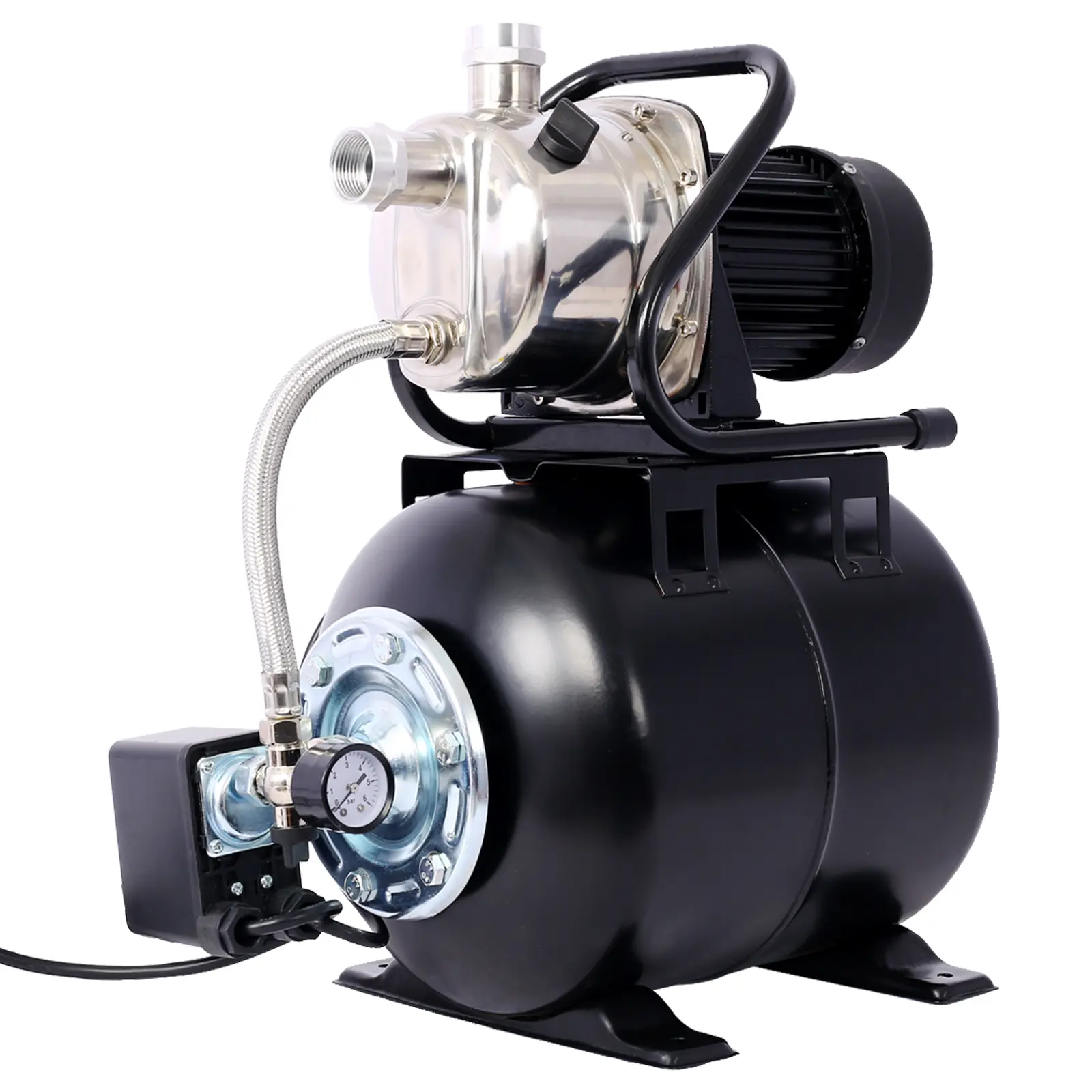 DONEXT Industrial Heavy-Duty Stainless Steel Shallow Well Pump with Pressure Tank, 1.6HP, 1320 GPH, 157 ft Head, Efficient Motor, Corrosion-Resistant Housing, Mechanical Seal, Automatic Operation, Parts Included for Home, Garden Use