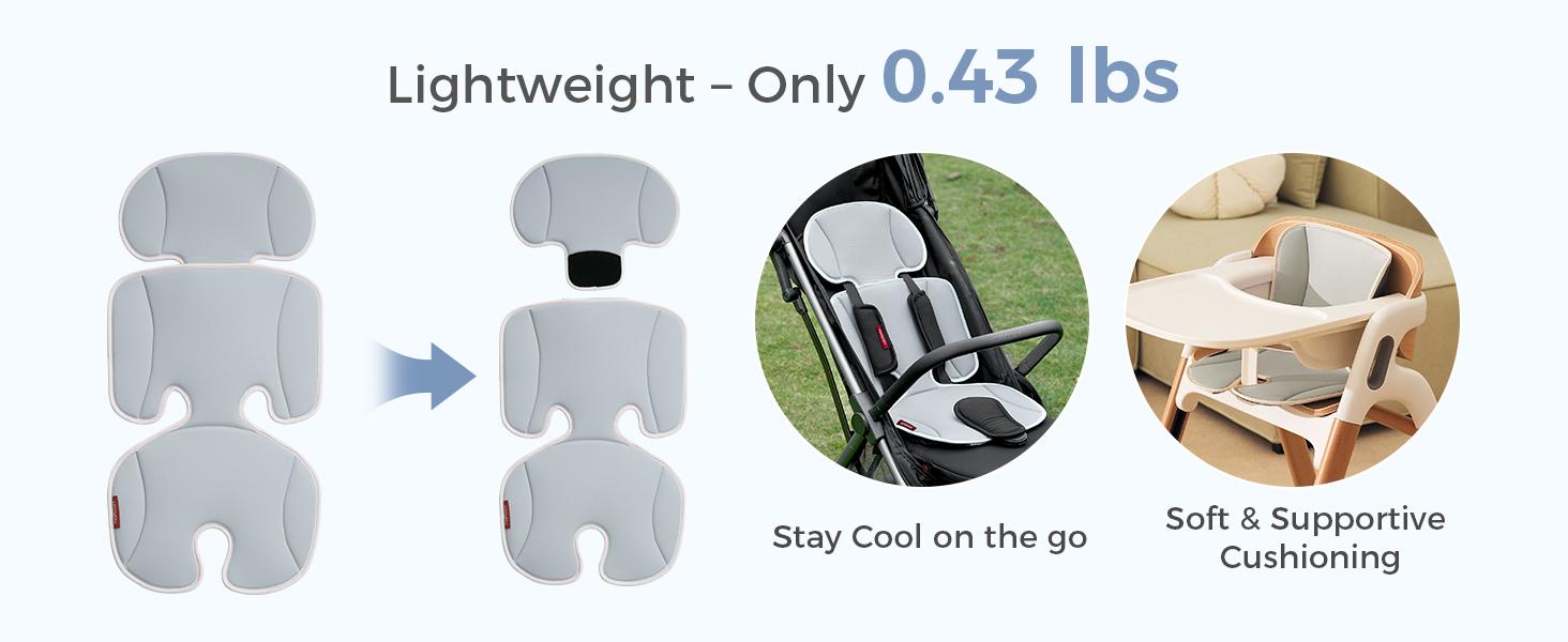 Momcozy Universal Cooling Seat Pad for Stroller-Grey CU002, Textile Blend, Designed for Hot Weather, Ideal for Daily Walks & Travel, Easy to Clean, Fits Most Strollers & Car Seats, Soothing Comfort for Baby