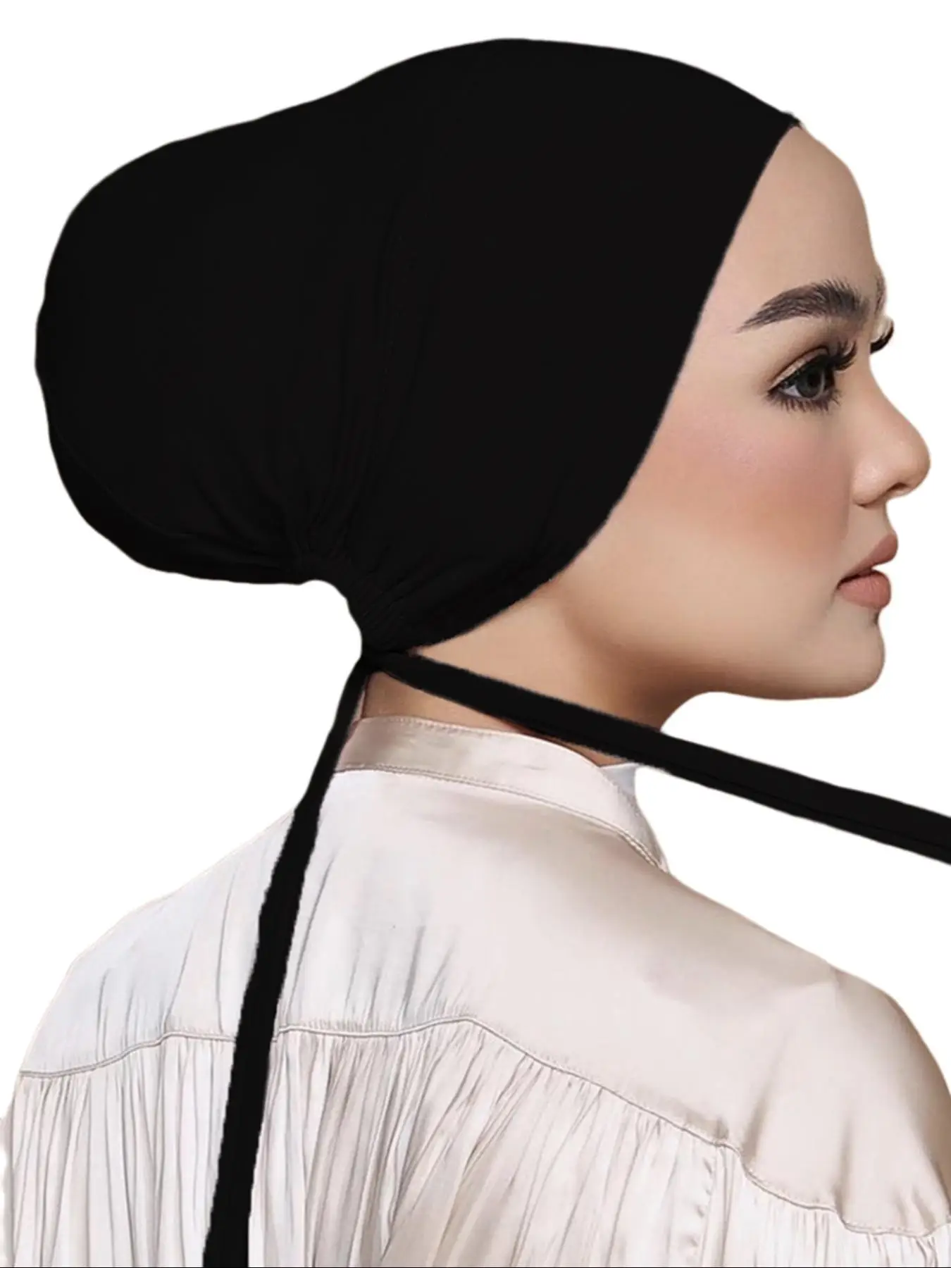 Women's Solid Color Instant Hijab, Modest Soft Comfortable Hijab with Drawstring Design, Fashionable Headscarf for Women & Girls