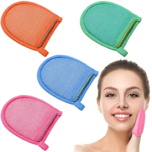 4 Pcs Exfoliating Gloves Facial Scrub Mitts Deep Exfoliating Gloves for Face and Body Mitt Cleaning Mitten Skin Cleanser Dead or Dry Skin Remover Exfoliator Face Scrub Tool