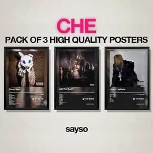 Che Poster 3 Pack - Album Wall Cover Art - Underground - Dorm Room Decor - Minimal Arts - Music Lover Gift - Cheromani, Rest In Bass #44