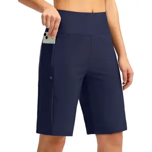 Women's 11" Long Swim Board Shorts High Waisted Knee Length Beach Swimming Shorts for Women with Pockets Liner