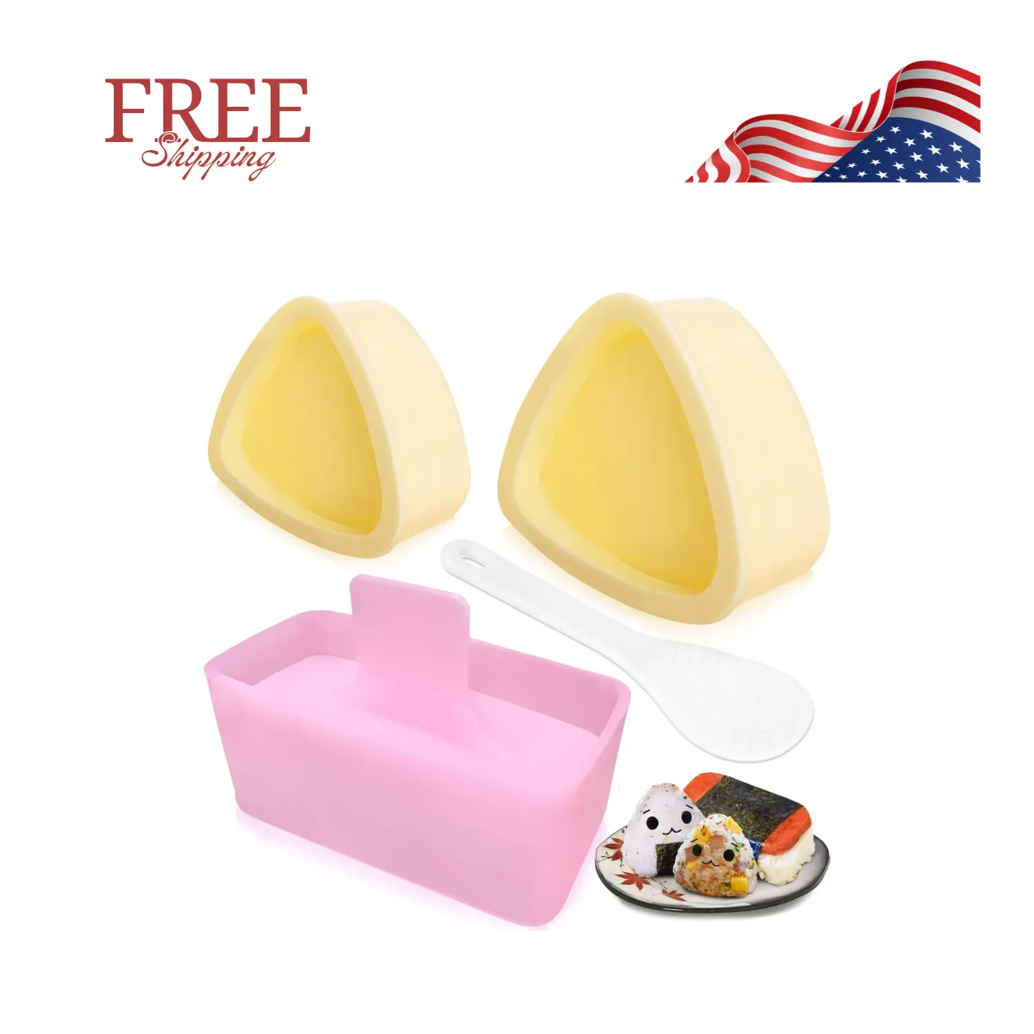 Onigiri Mold, 3 Pack Musubi Press Maker Triangle Rice