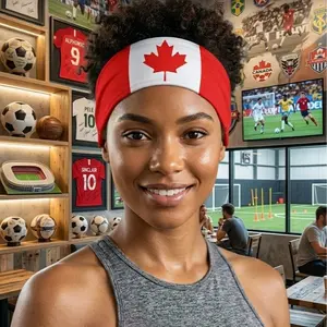 Printed Knit Sports Headband, Practical Wear For 2026 Football Game Cheering, Flexible Stretchy Hair Accessory With Fine Sweat Absorbing Performance For Daily Fitness And Outdoor Athletic Activities