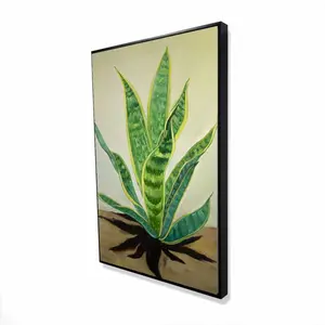 212 MAIN Beige Framed Canvas Wall Art (24x36 in.) - Minimalist Artistic Nature Flower Decor, Succulent Mother-In-Laws Tongue Photo for Room Decoration