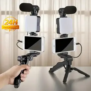 Smartphone Vlogging Kit with Tripod, LED Fill Light & Mini Microphone for TikTok YouTube Live Streaming