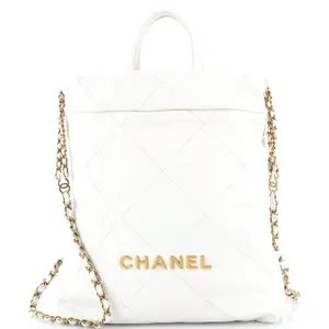 Pre-owned CHANEL Leather Backpacks 22 Chain Backpack Quilted Calfskin Medium by Rebag
