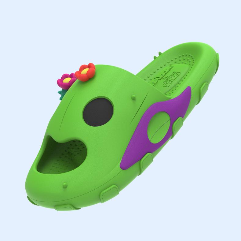 SPIKE GREEN - Open Toe Summer Slides with Prickly Charm and Cool Composure for Quirky Style and All-Day Wearability