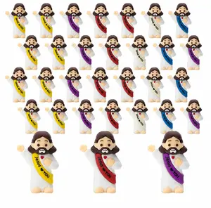 "Jesus Loves You" Mini Jesus Desktop Figures - Colorful Christian Ornaments For Church Prayers Holiday Gifts Friends Blessings And Religious Party Favors