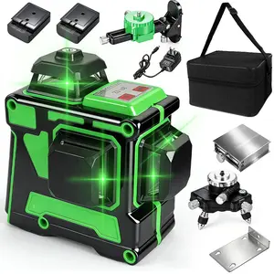 12 Line Green Laser Level, Self Leveling Auto Leveling ≤3°, Waterproof Dustproof with 1/4'' Tripod Mount for Construction
