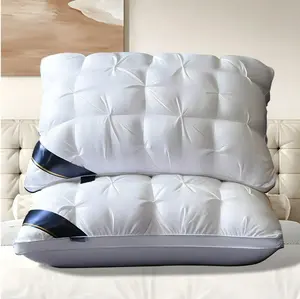 2pcs Luxury Hotel Quality Pillows, Deep Sleep Neck Support, Ergonomic Design, Aids Deep Sleep All Seasons Non-Flat High Fill, Hypoallergenic Fiber Cover, Modern Pillow Design | Soft Feel End, Sleep Pillow, Cooling Pillow, Neck Pillow, Gift