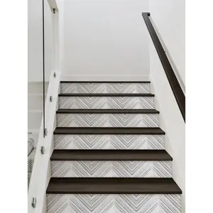 Chevron Lines Peel and Stick Stair Riser Strips