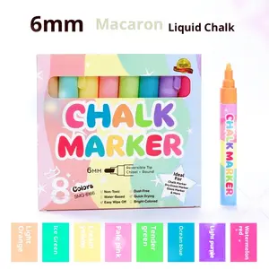 6MM Macaron Liquid Chalk Marker Pen for Big Chalkboard Poster Bistro Mirror Blackboards Car Paint Dust-Free Water-Soluble Erasable