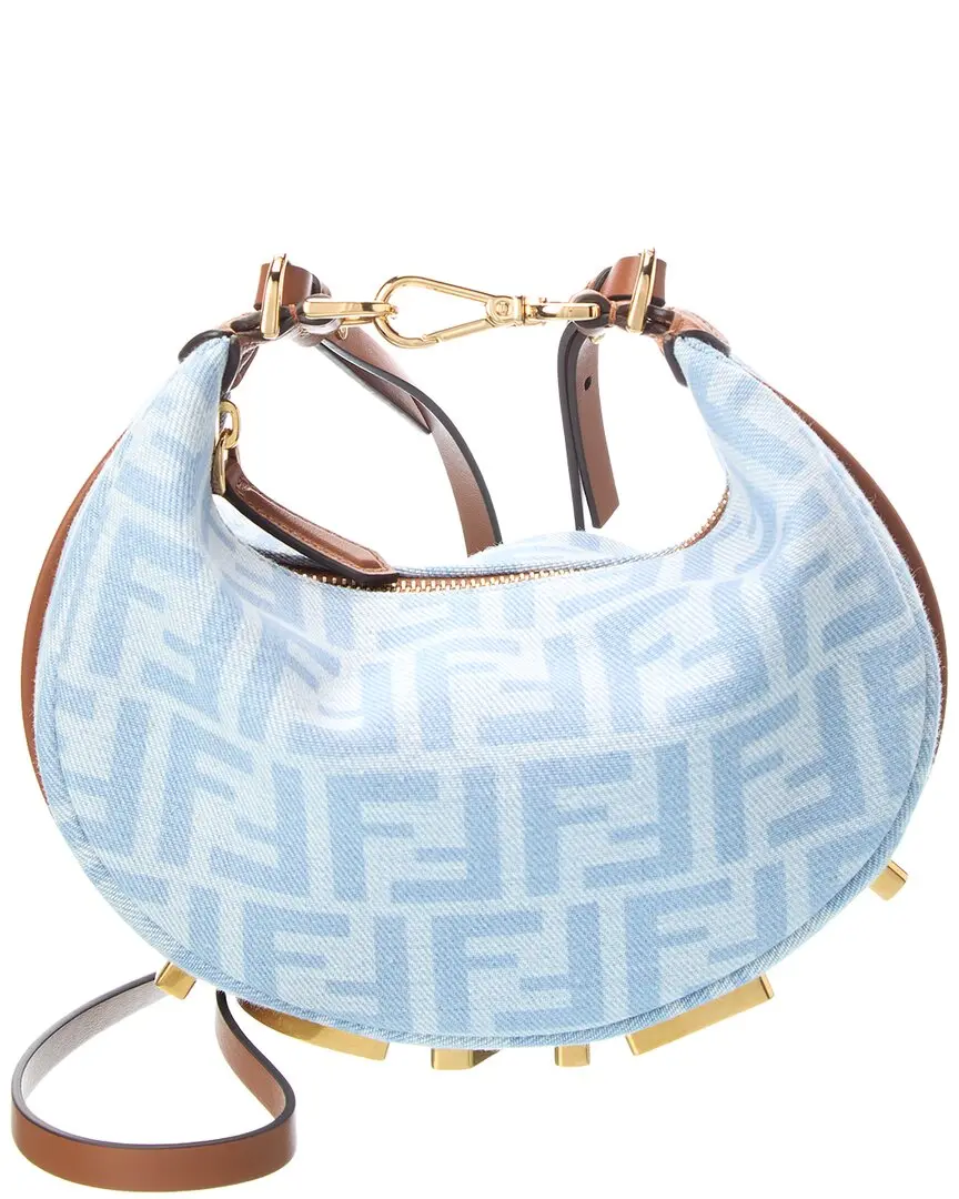 FENDI Fendigraphy Mini FF Denim Hobo Bag