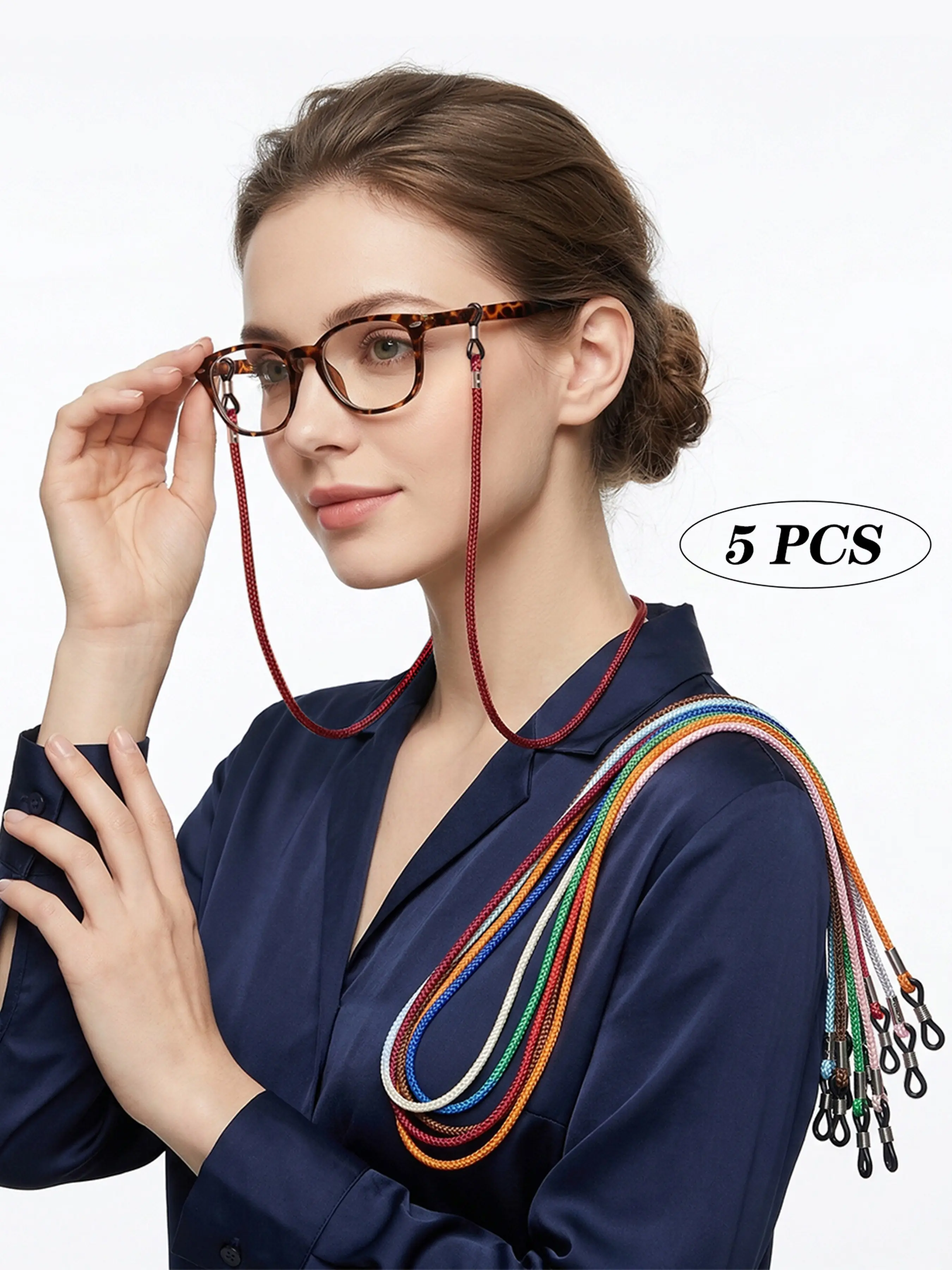 5-Pack Eyeglass Straps Anti-Slip Polyester Colorful Glasses Lanyards Active Sports Safety Accessories, Durable & Comfortable Design