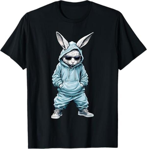 Funny Cool Rabbit Hip hop Easter Men T-Shirt