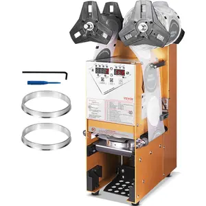 VEVOR Bubble Tea Machine, Fully Automatic Cup Sealing Machine, Electric Boba Machine 500-650 Cups/H for 180 mm Tall & 90/95 mm Cup with Digital Control LCD Panel for Bubble Milk Tea Coffee Gold