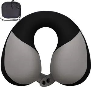 COOLBEBE Kids Travel Neck Pillow, Softly Double Support Travel Pillow for Car & Airplane, Traveling Gifts for Toddler & Children (Black)