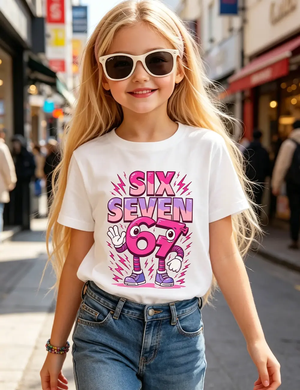 Youth Graphic T-Shirt For Young Boys Girls, Six Seven 67 Birthday Shirt for Girls Cute Cartoon Lightning Graphic Kids Short Sleeve T-Shirt 6th 7th Birthday Party Outfit Gift, Perfect Gifts For Halloween