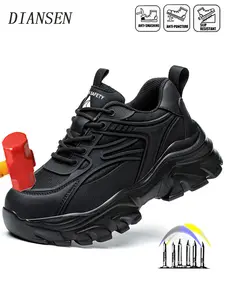 Steel Toe Shoes for Women Comfortable New Fashion Slip Resistant Safety Shoes Work Lightweight Steel Toe Anti-smash Anti-Punctur Sneakers Breathable Safety Sneakers Industrial Work Footwear Nonslip Work Shoes