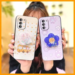 quicksand Back Cover Phone Case For MOTO G Stylus 2022 Simplicity Silicone Kickstand phone lens protection TPU Anti-dust drift sand Glitter Waterproof Cartoon Rotatable stand Cute