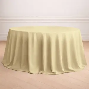 Polyester 132" Round Tablecloth Champagne - Seamless Chic Table Cover