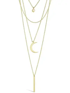 Crescent & Bar Multi Layer Necklace