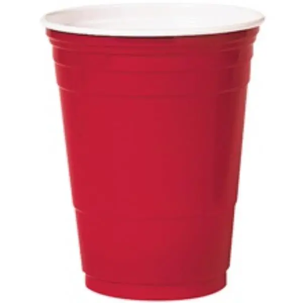 Solo SOLO16R Solid 16oz Disposable Plastic Drinking Cups - Red Disposable Tableware for Home, Festive Events