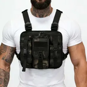 Outdoor Multifunctional Tactical Chest Bag, Running Sports Chest Bag, Hiking Cycling Chest Bag, Gym Chest Bag, Storage Bag, Tactical Pack, Camo, Durable