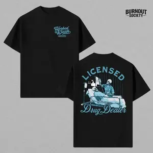 Licensed Drug Dealer T-Shirt, Hilarious Nurse Graphic, 2 Sides, Soft Cotton Blend Shirt, Medical Worker Humor Gift for Men & Women