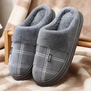 [Cozy Slippers] Cozy Fleece-Lined Men's Slippers | Non-Slip EVA Sole, Thick Comfortable Design for Home, Office & Travel | Soft Fabric Upper