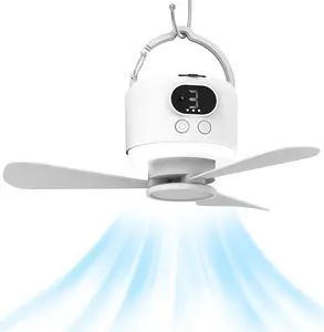 11" Portable Camping Fan, 10400mAh USB Rechargeable with Remote Control, Power Bank Function, LED Light, 3 Speeds for Camping, Car Use