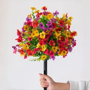 Artificial Violets Flowers for Outdoor and Indoor Garden; UV-resistant and waterproof artificial flowers for outdoor use; wedding decorations; decorative flowers; garden, porch, and courtyard decorations; low-maintenance and requires no watering