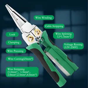 8-in-1 Wire cutting Stripper,  Cutter Stripping , Multifunctional Electrical Pliers for Cable Stripper,  Crimper Electrician's Specialized Tools - Heavy-Duty 12-250V Tester, Electrician's Tools practical accessory alarm gift kit set Smooth Hole Puncher