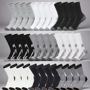 Men's Mid-Tube Mesh Athletic Socks - 50 Pairs, Black/White/Gray, Soft, Comfortable, Sweat-Absorbent Sports Tubesocks, Athletic Sock