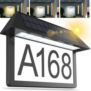 1-Pack Solar Address Light | 3 Color Temperatures 300LM Bright LED | DIY Wall-Mounted Outdoor Plaque for Doorway & Yard Wireless Wall Lights