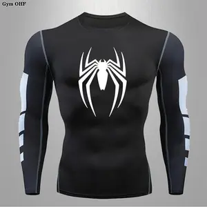 Spider Men Sports Rashgard Short Sleeves T Shirt Print Compression Running Workout Bodybuilding Quick-Dry T-Shirts