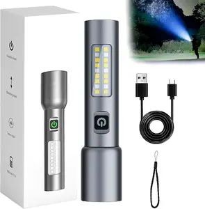 Rechargeable Ultra Bright Flashlight for EmergencyPower Outages Hurricane Camping Hiking Zoomable LEDFlashlight Portable Handheld Waterproof Flashlight for HomeCar Safety Use