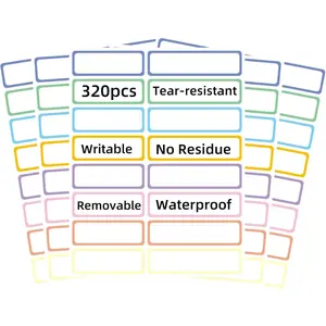 Removable Waterproof Labels 320 pcs for Daycare, Kitchen, Office, Home Organization Projects. Colored Border Labels