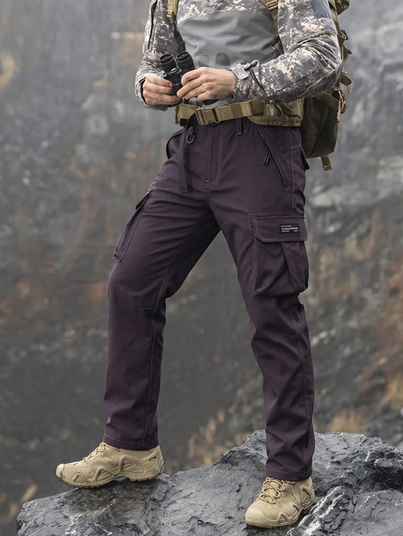 Men’s Straight-Leg Multi-Pocket Tactical Cargo Pants — Durable Outdoor Hiking Functional Full-Length Pants