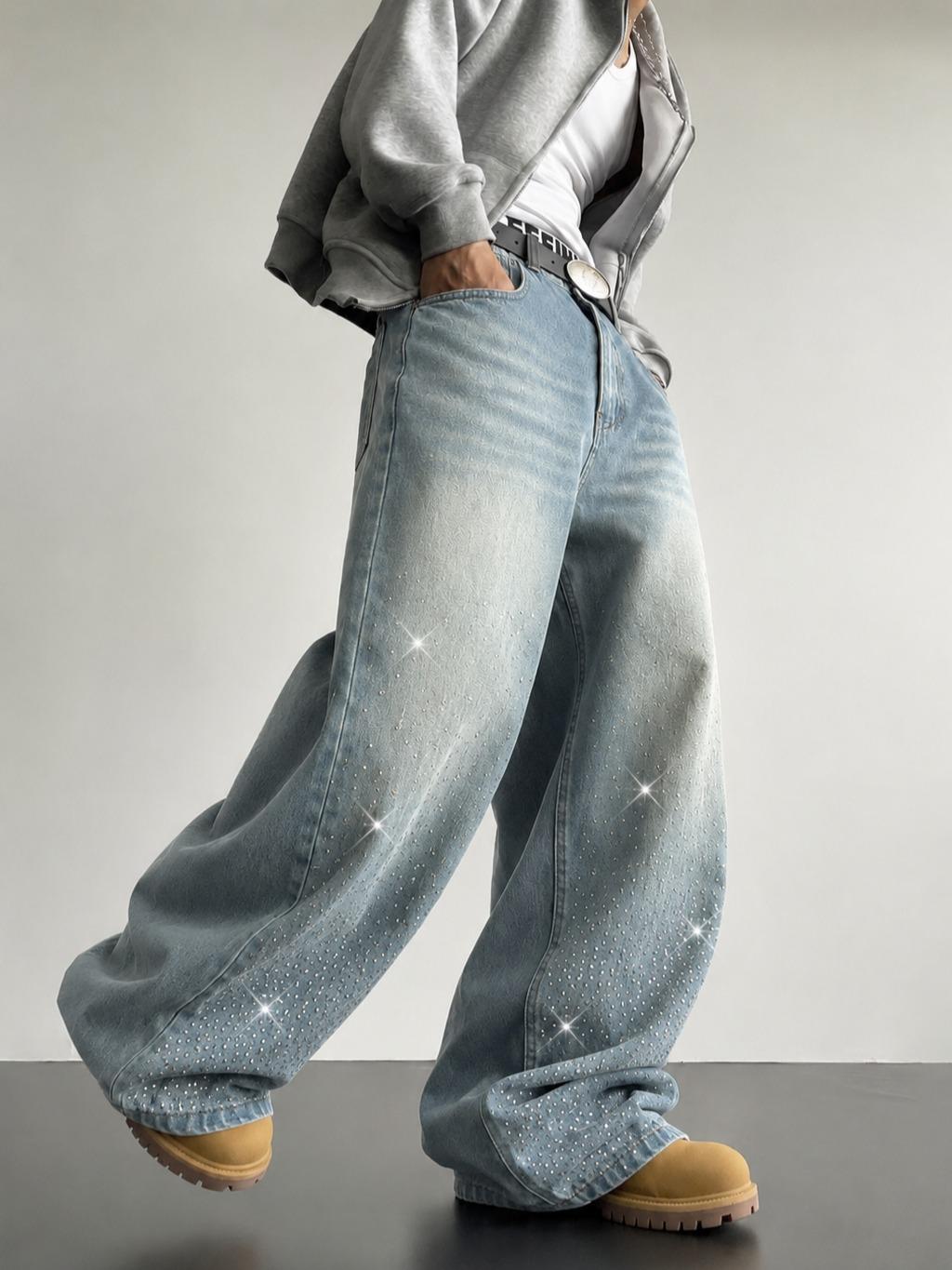 Vintage Washed Baggy Jeans for Men Women, Loose Fit Wide Leg Denim Pants, Y2K Streetwear Straight Leg Trousers, Retro Distressed Casual Jeans with Pockets, Unisex Hip Hop Skater Pants for Daily Wear, Travel, Party and Urban Outfits Everyday Wear
