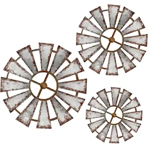 3 Pcs Wood Windmill Wall Decor Farmhouse Hanging Decoration Wooden Windmill Kitchen Decor Rustic Decor Living Room Sculpture Art for Bedroom Nursery Home Decor(Farmhouse)