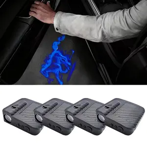 4 blue flame carriage door LED projectors - vivid car LED welcome lights, battery powered, easy to install, car decorative lights | Decorative blue carriage door marker lights