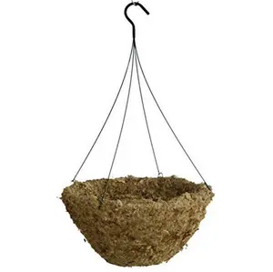 18" Hanging Sphagnum Moss Basket with Hook for Indoor and Outdoor Use Natural Fiber Planter