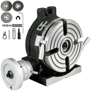 VEVOR Rotary Table 6inch(150mm) Horizontal Vertical Milling Table 2/5inch(10mm) 4-Slot Milling Rotary Table MT-2 Rotary Table for Milling with Indexing Plate Set for Precision Milling Drilling