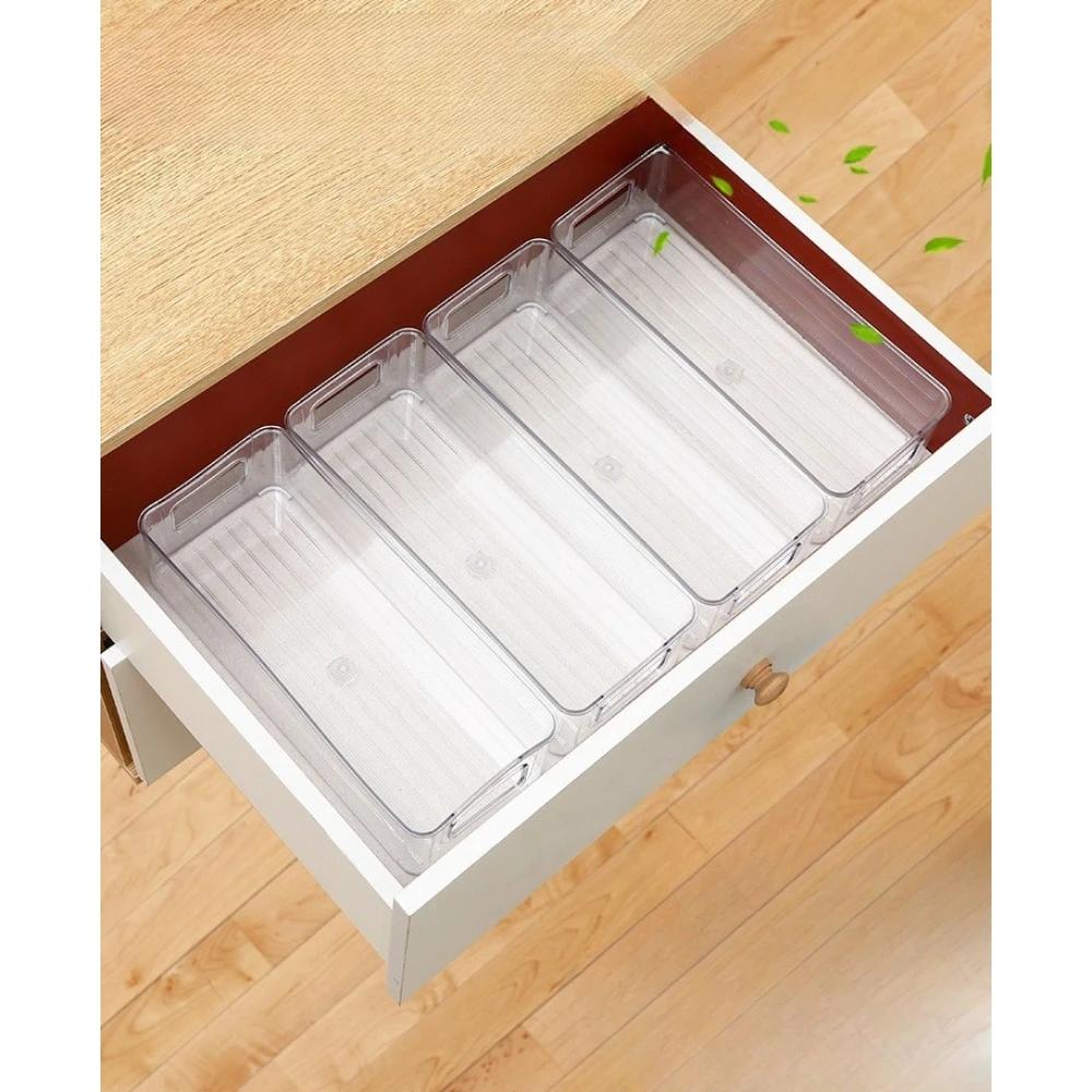 Wardrobe long rectangular transparent storage box, household clothes, socks, and underwear organizer, drawer divider, classification storage