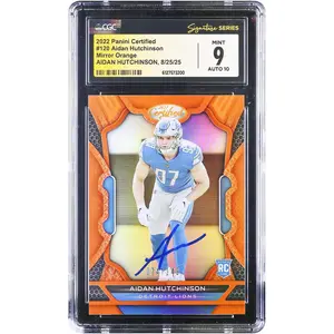 Aidan Hutchinson Detroit Lions Autographed 2022 Panini Certified Mirror Orange #120 #/149 CGC Authenticated 9/10 Rookie Card - Fanatics Authentic Certified