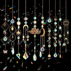 Sun Catchers, 10 count Colorful  Suncatcher with Chain Pendant Ornaments Hanging  Prism Rainbow Maker for Windows Indoor Outdoor  Mirror Garden Decor Wedding Party Xmas